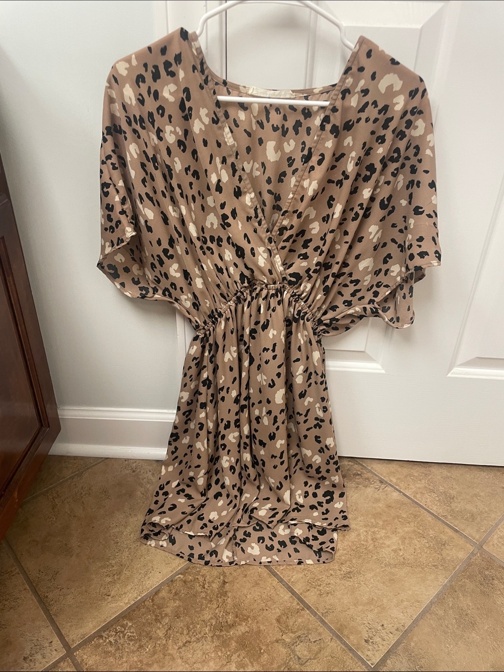 Vine & Love Taupe Leopard Print Mini Dress